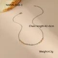 Detailed shot of two-tone chain necklace with twisted texture links and 42+6cm length - 18K Gold / Two-tone Stitching Thin Necklace (NMSN-J548-3)