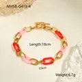 Bracelet tendance en acier doré avec maillons en résine rouge et fermoir à bascule OT - Bracelet Rouge (NMSB-G413-1)