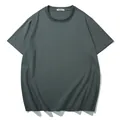 Premium 230g dark grey cotton crew neck short sleeve T-shirt for men daily wear - 3XL / Grey Green