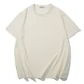 Oversized 230g cotton crew neck short sleeve men's T-shirt in cream color - 3XL / Apricot