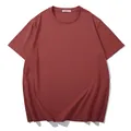 Basic solid terracotta cotton crew neck short sleeve T-shirt for men - 3XL / Wine Red