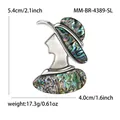 Elegant shell lady brooch in silver alloy with abalone and mother of pearl inlay - Lady with Hat Profile (MM-BR-4389-SL) / Silver