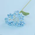 Handmade crochet light blue forget-me-not flowers with white pearls on a matching background - Light Blue