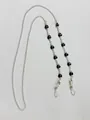 Elegant silver-colored glasses chain featuring chic black heart beads and clear loops - 1014-1 (Black)