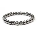 Detailed view of dark grey metallic beads bracelet with polished hematite-like finish - Dark Grey Metallic Bead Style (03)