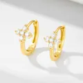 Creolen aus S925 Sterling Silber mit 14K Vergoldung und Zirkonia Kleeblatt Design - 925er Silber / Gelb