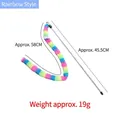 Rainbow plush cat wand toy with silver rod and bell measuring fifty-eight centimeters - Colorful Caterpillar