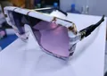 Fashion oversized marble frame sunglasses with gradient purple lenses for outdoor style - C6 Wood Grain Top Grey Bottom Pink Lens