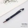 Deep blue matte metal ballpoint pen with stylus tip and silver trim accents - Dark Blue