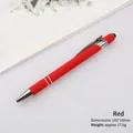 Red metallic stylus pen with silver clip, 143x10mm size, ergonomic writing instrument - Red