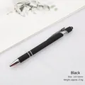 Matte black metal ballpoint pen with stylus tip for touchscreens, 143x10mm size - Black