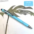 Light blue stylus ballpoint pen with matte aluminum barrel and silver metal clip - Light Blue