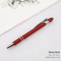 Premium burgundy aluminum ballpoint pen with stylus tip and silver metal clip design - Burgundy