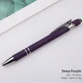 Deep purple metal stylus ballpoint pen with matte finish and silver clip features - Dark Purple