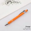 Orange aluminum stylus ballpoint pen with silver accents and black touch tip for screens - Orange