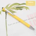 Yellow metal ballpoint stylus pen with silver accents and black touch tip for tablets - Light Yellow