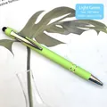 Light green metal stylus ballpoint pen with silver clips and 143x10mm body - Light Green