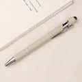 Professional Morandi beige metal ballpoint pen with stylus tip and silver trim - Morandi Beige