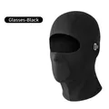 Black ice silk balaclava face mask for cycling with eye openings and breathable mesh - Third Generation Style with Glasses Hole / Black