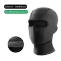 Short black cooling ice silk balaclava with non-slip silicone and breathable mesh mask - Second Generation Silicone Short Style / Black