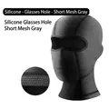 Short ice silk balaclava in light grey with silicone glasses holes for cycling - Second Generation Silicone Short Style with Glasses Hole / Gray