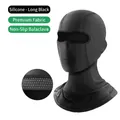 Black ice silk cycling balaclava with silicone nonslip design for UV sun protection - Second Generation Silicone Long Style / Black