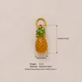 Gold stainless steel pineapple pendant charm with green leaf detail for DIY jewelry - Pineapple Pendant Only (Without Chain) / Gold