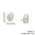 Hip hop zilveren oorbellen met zirkonia micro-pave en geometrisch kruisontwerp - Witgoud Met Witte Zirkonia
