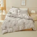 Luxurious 3D floral pinched pleat bedding set in light grey with matching shams - EU-King: 220*240cm / Light Gray