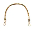Close-up of ethnic style woven bag strap with golden lobster clasps and green textures - 35 cm / Mustard Brown with Gold Buckle
