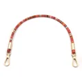 Detail of colorful woven braided handbag handle strap with gold-tone lobster clasps - 35 cm / Red Orange with Gold Buckle