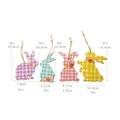 Set de 4 colgantes de madera de conejo de Pascua con medidas de tamaño en pulgadas - Juego de 4 Conejos de Cuadros