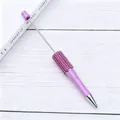 Purple DIY rhinestone beaded ballpoint pen with sparkling finish and metal beading rod - 8-pearl Pink Purple