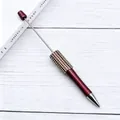 Elegant sparkling burgundy DIY beadable ballpoint pen with fine rhinestone details - 18-pearl Coffee