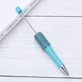 Creative light blue DIY beadable ballpoint pen with sparkling rhinestone grip section - 25-macaron Blue