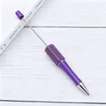 Handmade DIY rhinestone beaded ballpoint pen in vibrant purple finish for stationery - 55-fluorescent Violet