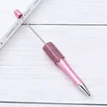 Creative DIY pink rhinestone beaded ballpoint pen with metal rod for custom crafting - 62-morandi Pink
