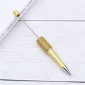 Elegant gold DIY beaded ballpoint pen with sparkling rhinestone barrel for craft lovers - 61-morandi Huang