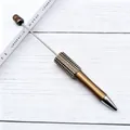 Bronzed metal DIY beaded ballpoint pen with sparkling rhinestone inlay for creative writing - 16-champagne Gold