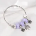 Detail of bohemian spring bracelet with purple marble beads and Tree of Life charms - Silver Purple Marble Tree of Life Style (27)