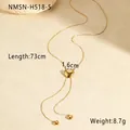Collar en Y de corazón chapado en oro de 18K con cadena de serpiente y 73cm de largo - Estilo Deslizante de Corazón en Y Dorado (NMSN-H518-5) / 73cm