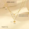 Collar de doble capa chapado en oro de 18K con colgante de corazón, estrella y perlas - Estilo Corazón de Perla Luna Estrella de Doble Capa Dorado (NMSN-G224-1) / 39+5.5cm/42+5.5cm