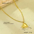 Collar de corazón bañado en oro de 18K pulido con elegante cadena de cuerda - Estilo de Cadena de Cuerda Corazón Lleno Dorado (NMSN-A311-1) / 45+6cm
