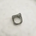 Grey marble acetate square ring with minimalist geometric design for women - One Size / Grey Ink Pattern