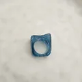 Minimalist blue marble patterned resin ring in acrylic French retro style finish - One Size / Deep Blue Marble
