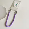Transparent phone case with purple bead lanyard and cute alien lost pet poster design - Purple