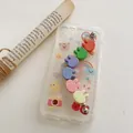 Transparent phone case with six colorful 3D resin rabbits and cute cartoon illustrations - G239 Multicolor Rabbit