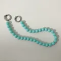 Αλυσίδα τηλεφώνου με στρογγυλές χάντρες σε Tiffany μπλε χρώμα και ασημί κρίκους - ανοιχτό πράσινο