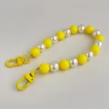 Colorful candy-style beaded phone strap with yellow matte beads and white pearls - Yellow Mixed Color Phone Chain