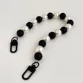 Minimalist black and white bead chain accessory with dual metal lobster clasps - Black Mixed Color Phone Chain